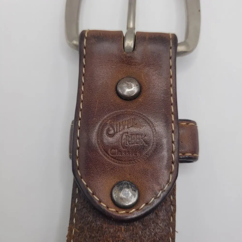 Silver Creek Classics Belt Mens 32‎ Brown Leather Work Casual Stitched Buckle